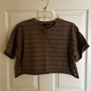 Brown Striped Crop Top